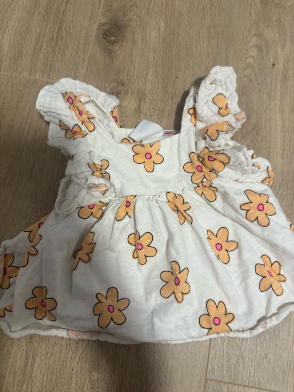 Zara White Top with Yellow & Pink Floral Print